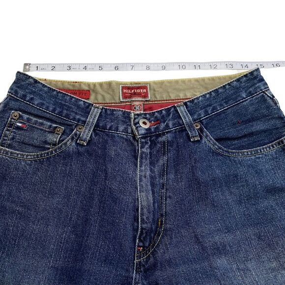 Vintage Y2K Tommy Hilfiger Red Label Premium Vintage Blue Denim Jeans Sz 30/30 - Picture 6 of 16